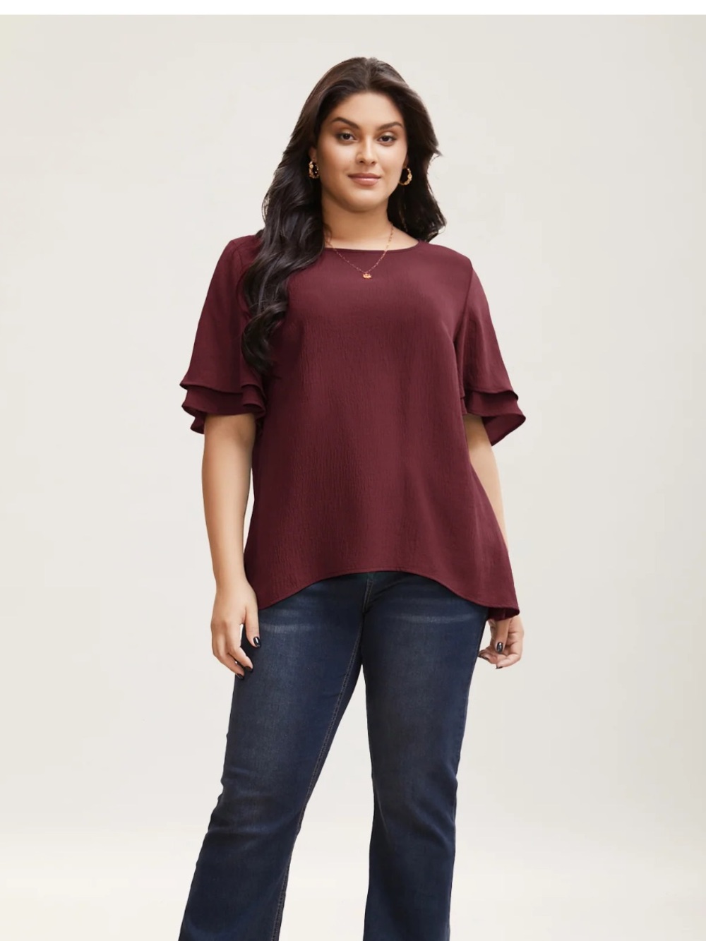 Bloomchic Burgundy Ruffle Sleeve Split Hem blouse size 18/20